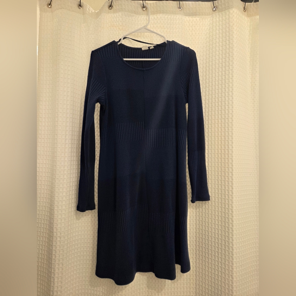 GAP Navy Long-Sleeve Ribbed A-Line Dress